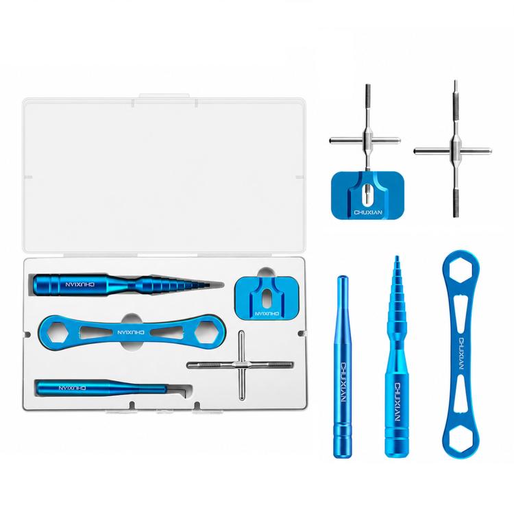 Kit attrezzi manutenzione mulinello pesca 5 pezzi in alluminio