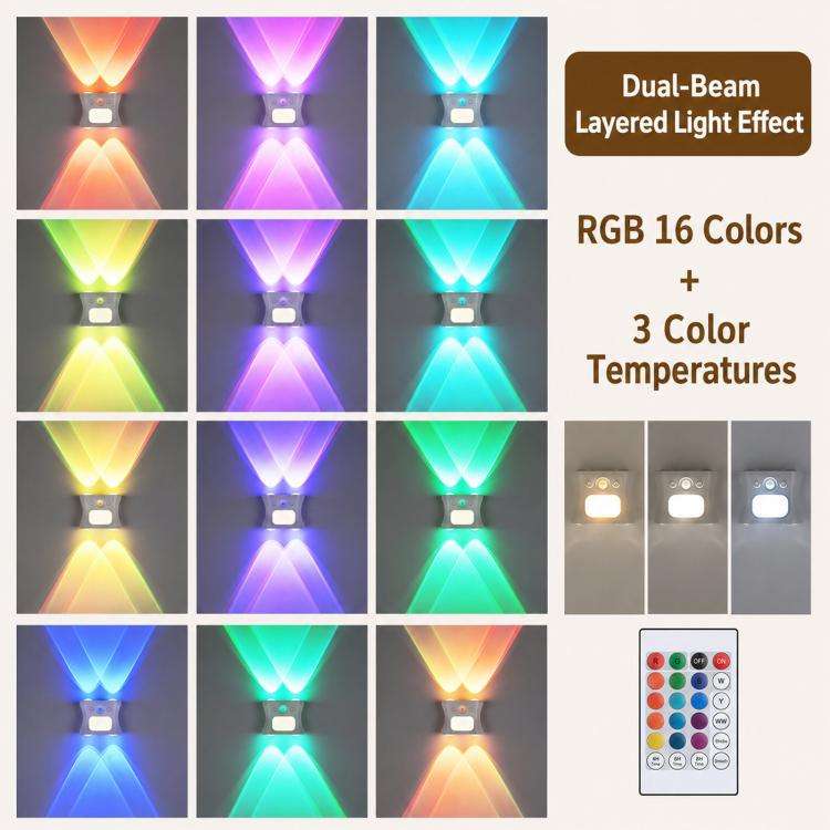 Lampada da parete magnetica con luce ambientale a gradiente RGB intelligente, sensore di movimento e luce notturna a LED.