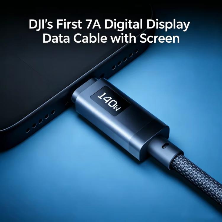 Cavo originale USB-C da 7A con display digitale per caricabatterie DJI Power GaN da 140W., 1m, 1.8m