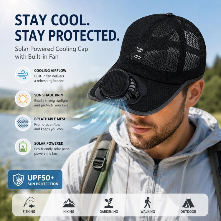 Cappello con ventilatore solare ricaricabile a 3 velocità