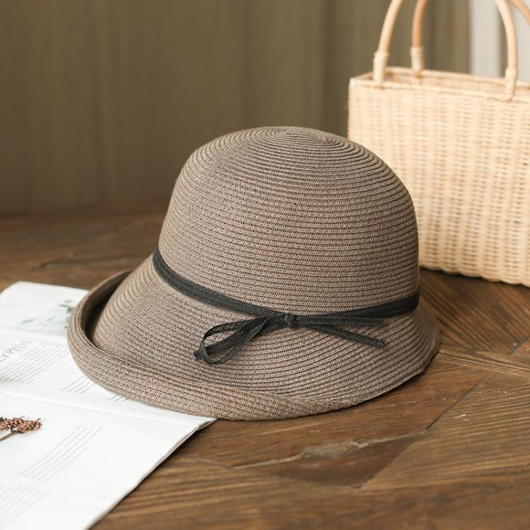 Cappello da sole vintage in paglia pieghevole donna