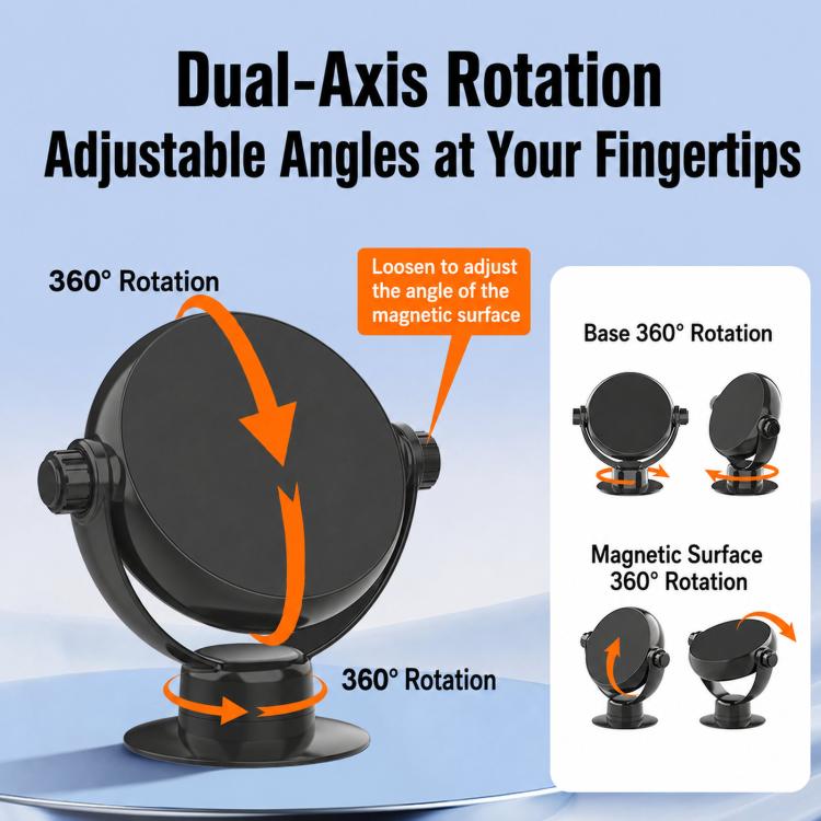 Supporto magnetico girevole a doppio asse per telefono da auto, pieghevole, per navigatore., Dual-Axis Rotatable Magnetic Mount