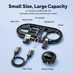 Kit organizer per cavi da viaggio Toocki con caricabatterie wireless per orologi e scheda adattatore USB-C tutto in uno