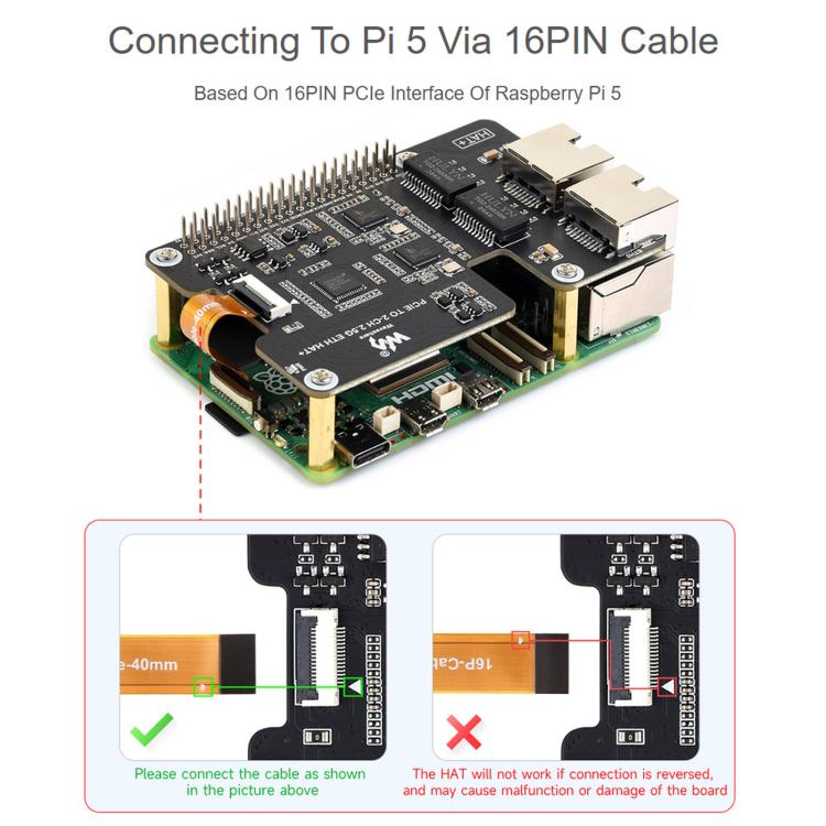 Adattatore PCIe 2 canali 2.5G Ethernet per Raspberry Pi 5