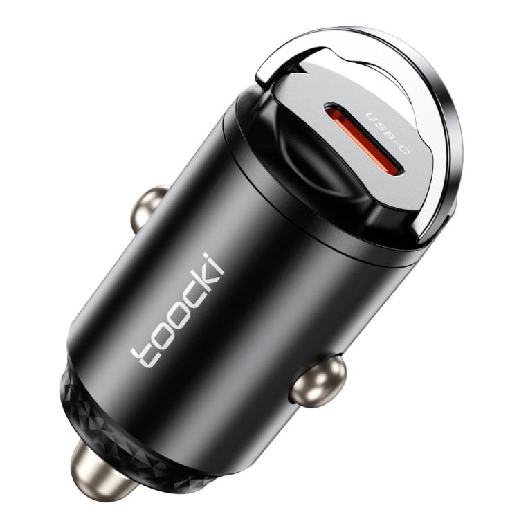 Caricabatterie da auto Toocki da 45 W con USB-C, mini anello di trazione, adattatore per auto Type-C, integrazione invisibile a filo, ricarica rapida PD PPS., TQ-CC34