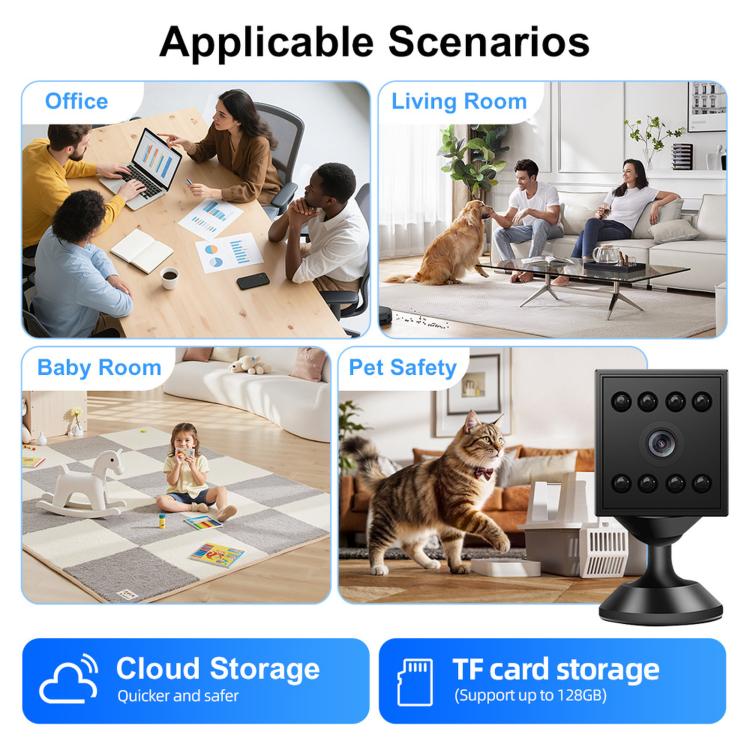 Mini telecamera WiFi ricaricabile 1080P con base magnetica