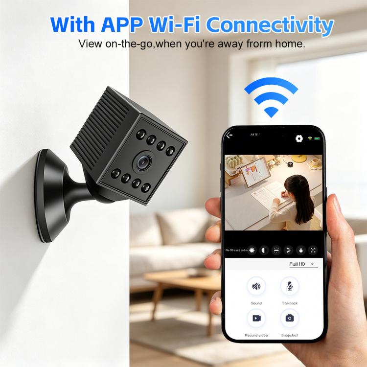 Mini telecamera WiFi ricaricabile 1080P con base magnetica