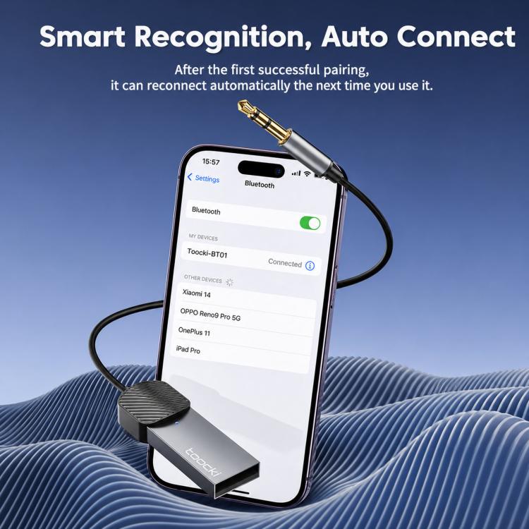 Adattatore Aux Bluetooth 5.4 con microfono e jack 3,5 mm