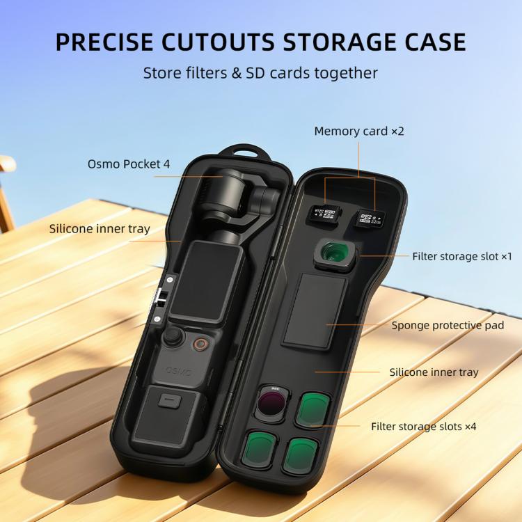 Custodia protettiva con porta filtri per DJI Osmo Pocket 4 e 3