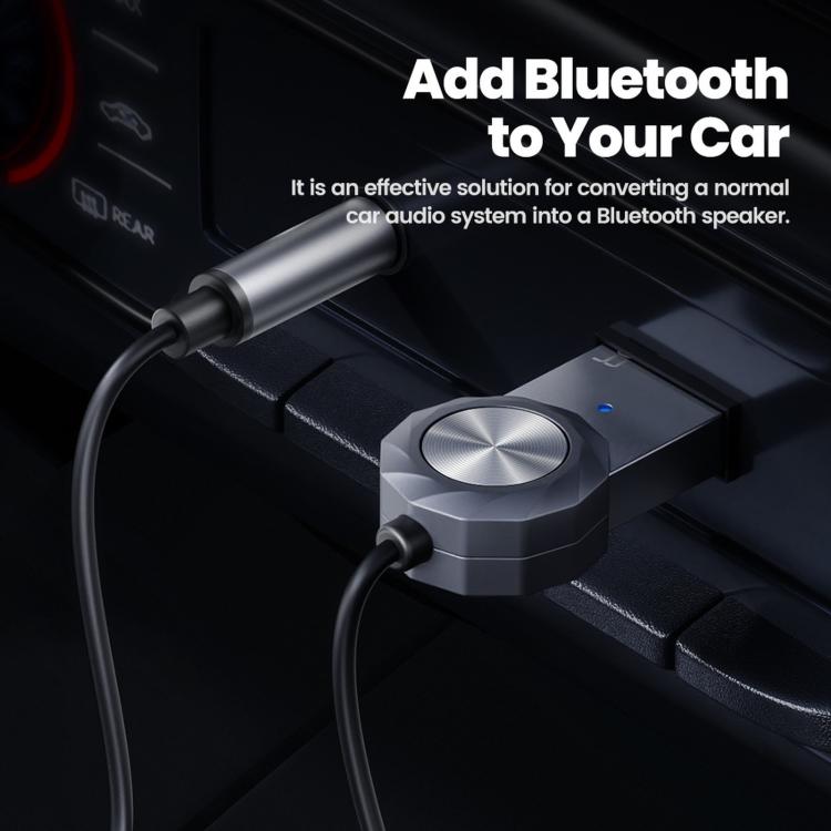 Adattatore AUX per auto Toocki Bluetooth 5.4 con cavo a spirale da USB a jack da 3,5 mm, ricevitore audio wireless con microfono., BT-02