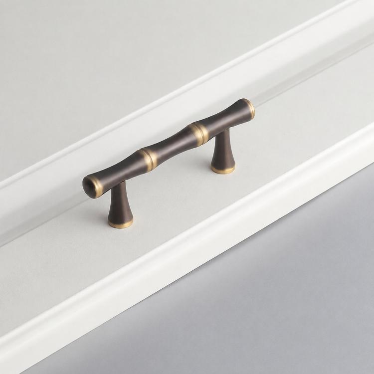 Maniglia per mobili in ottone massiccio con design bambù