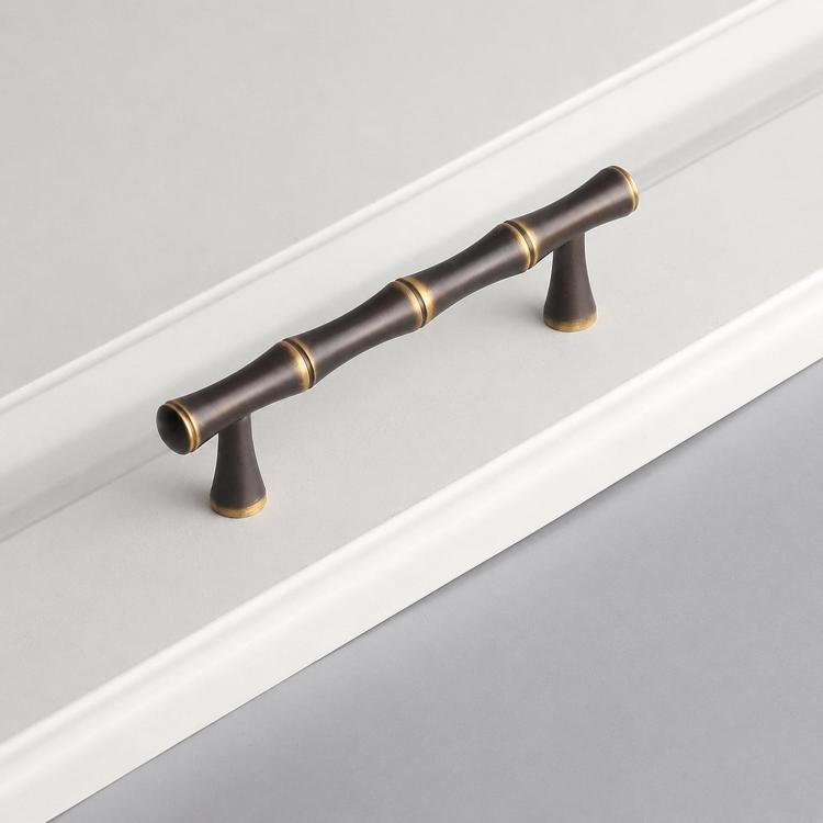 Maniglia per mobili in ottone massiccio con design bambù