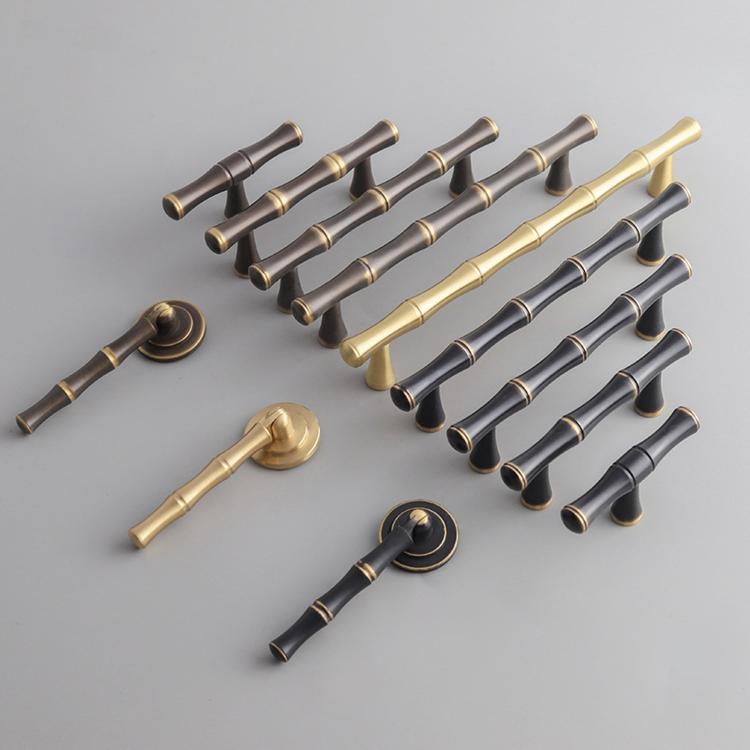 Maniglia per mobili in ottone massiccio con design bambù