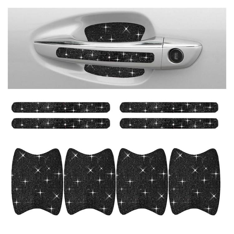 Set 8 adesivi con strass per maniglie e battitacco auto