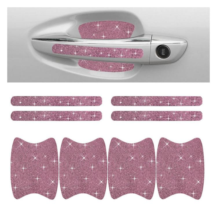 Set 8 adesivi con strass per maniglie e battitacco auto