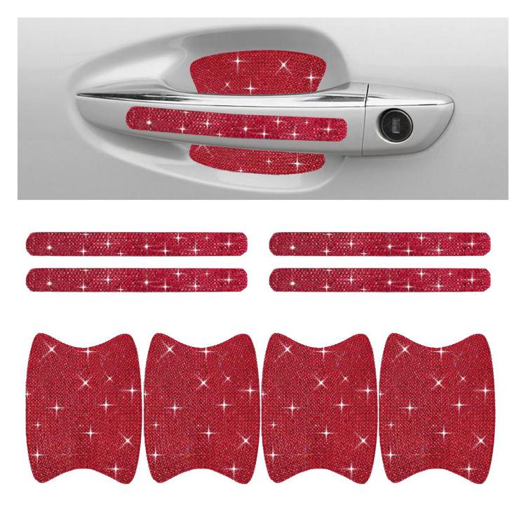 Set 8 adesivi con strass per maniglie e battitacco auto