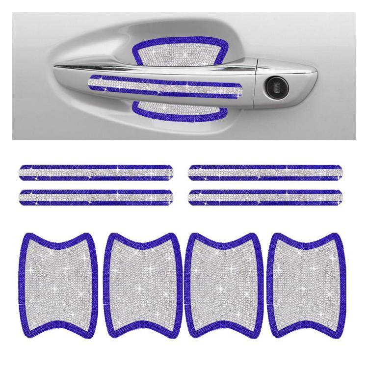 Set 8 adesivi con strass per maniglie e battitacco auto