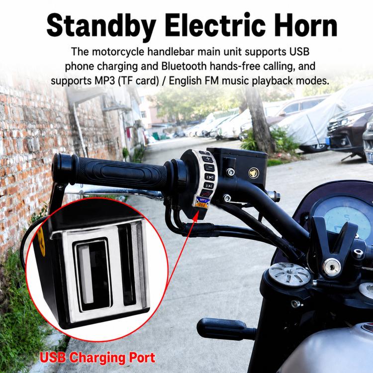 YL-037 Altoparlante per moto a striscia lunga 12V con interruttore sul manubrio, Bluetooth, FM, audio per scooter