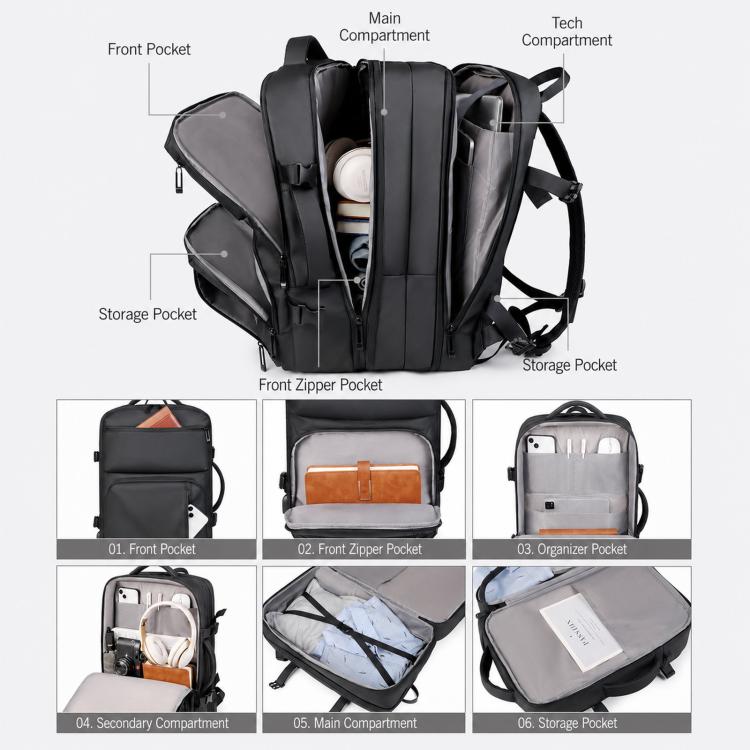 Zaino espandibile REMOID per laptop 15,6" resistente all'acqua