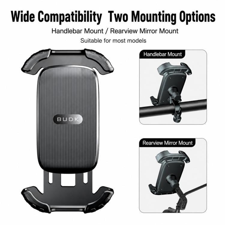 Supporto telefono moto BUDK T02 rinforzato e retrattile