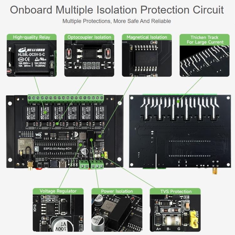 Modulo relè WiFi industriale Waveshare 6 canali ESP32-S3