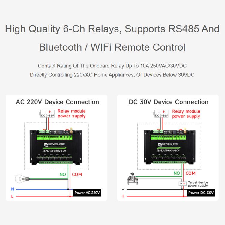Modulo relè WiFi industriale Waveshare 6 canali ESP32-S3