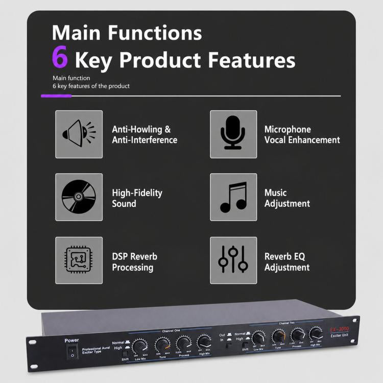 Processore audio doppio canale montabile rack 1U EX3000