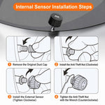 Sistema TPMS monitoraggio pressione pneumatici solare LED