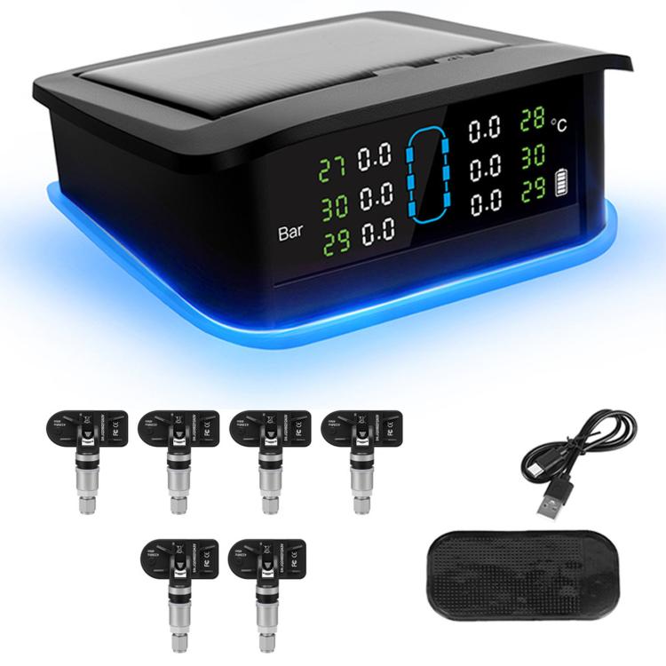 Sistema TPMS monitoraggio pressione pneumatici solare LED