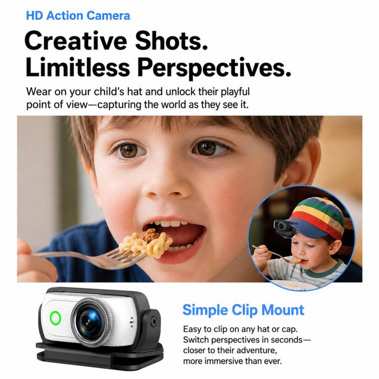 Mini action camera 1080P con schermo flip da 2 pollici e custodia - immagine 11