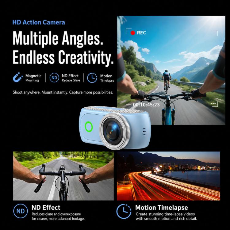Mini action camera 1080P con schermo flip da 2 pollici e custodia - immagine 12