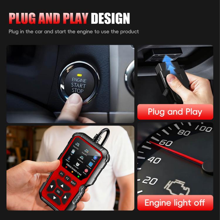 Lettore Codici Guasto Auto OBD2 Diagnostico Rosso