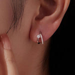 Orecchini doppio strato in argento 925 e moissanite
