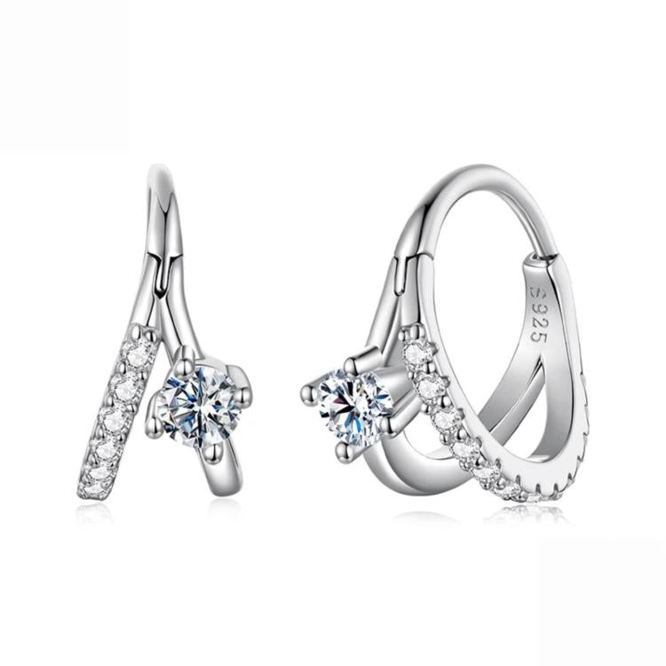 Orecchini doppio strato in argento 925 e moissanite