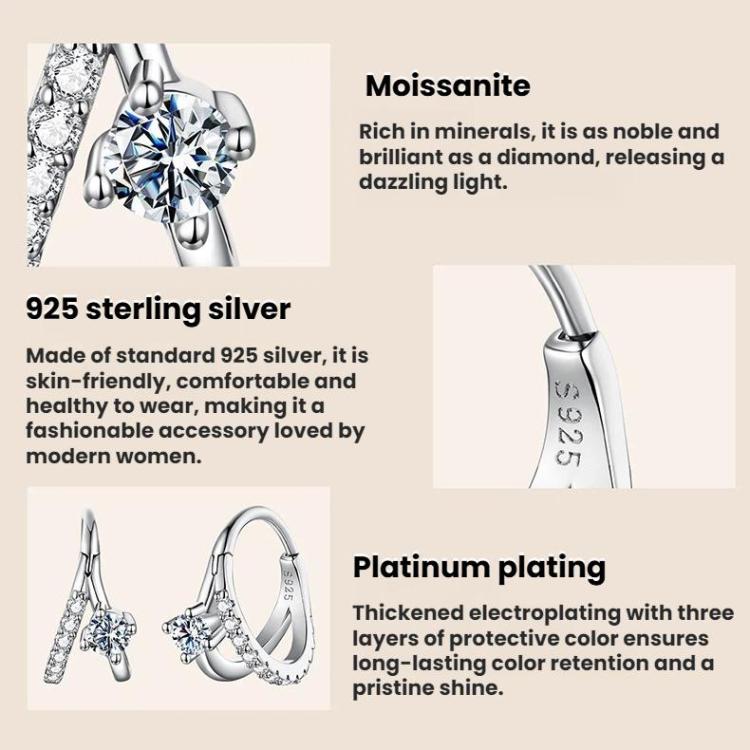 Orecchini doppio strato in argento 925 e moissanite