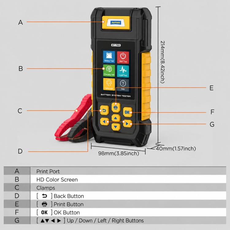 Tester batteria auto con schermo HD 3.2" AUTOOL BT760
