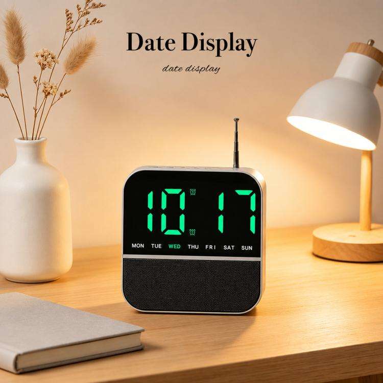 Radiosveglia FM digitale a LED con doppio allarme e funzione snooze.