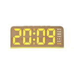 Sveglia digitale con retroilluminazione ambientale, visualizzazione di ora, giorno della settimana, data e temperatura.