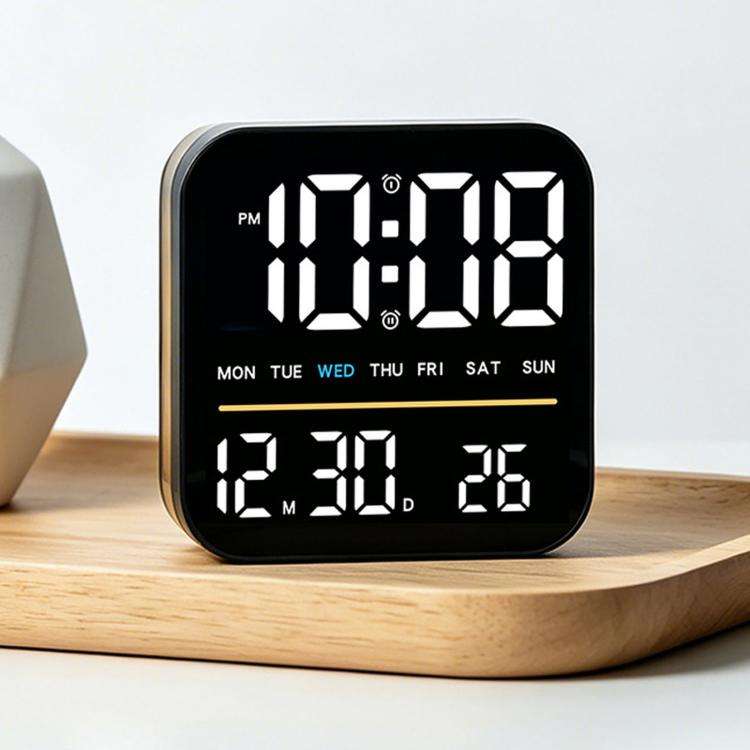 Sveglia digitale a LED da tavolo con luce notturna, uscita USB e display dimmerabile.