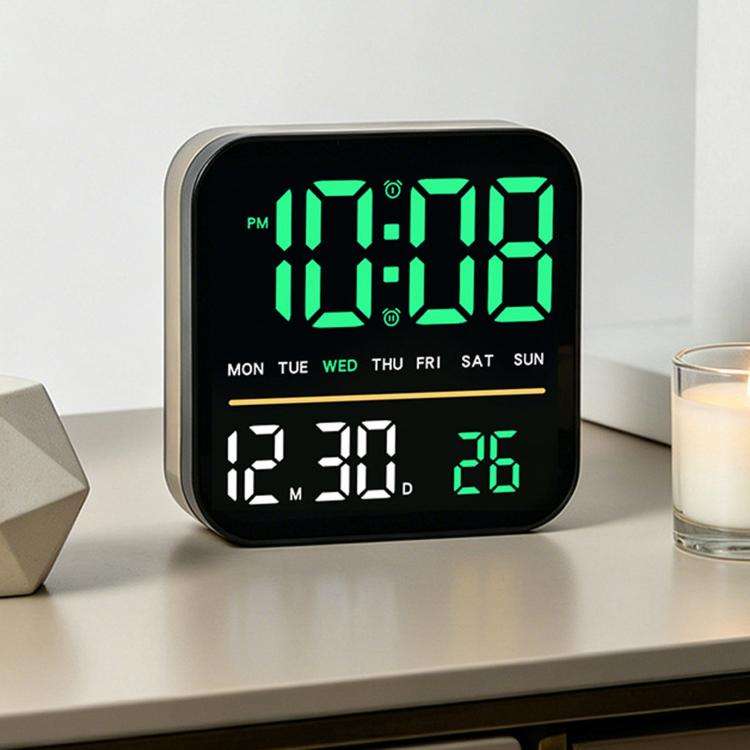 Sveglia digitale a LED da tavolo con luce notturna, uscita USB e display dimmerabile.