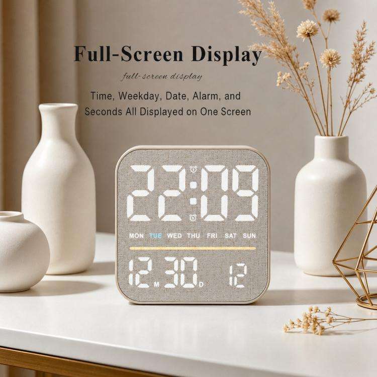 Sveglia digitale a LED da tavolo con luce notturna, uscita USB e display dimmerabile.