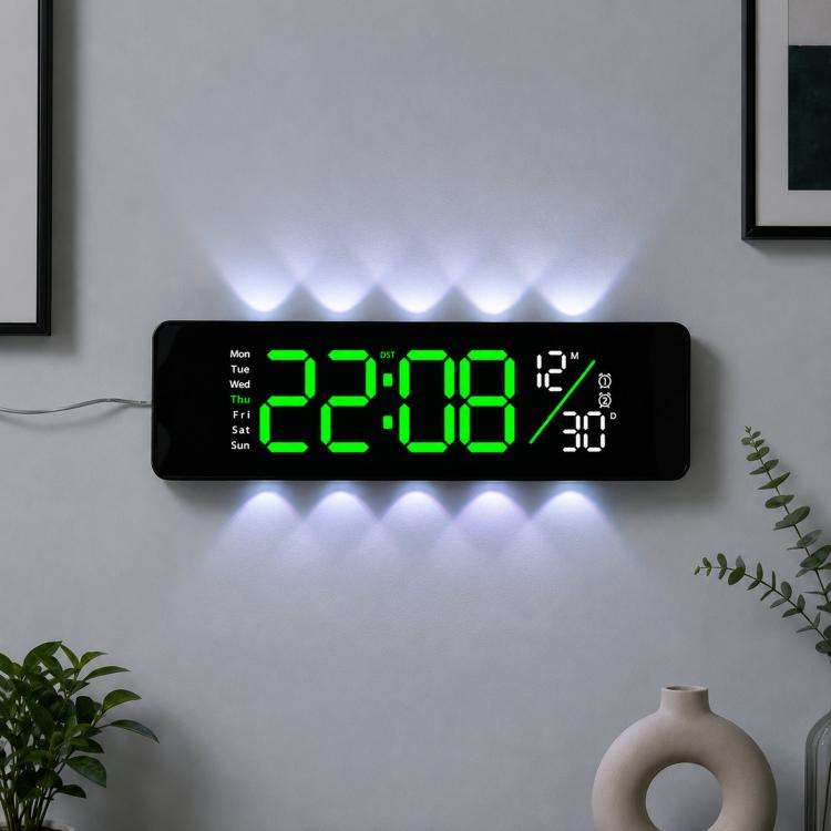 Orologio da parete digitale curvo a LED con retroilluminazione ambientale RGB / Doppia sveglia / Timer conto alla rovescia