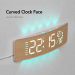 Orologio da parete digitale curvo a LED con retroilluminazione ambientale RGB / Doppia sveglia / Timer conto alla rovescia