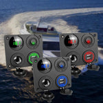 Voltmetro per accendisigari 4.2A Doppia USB Interruttore a pannello a quattro fori per auto, Blue Wireless, Green Wireless, Red Wireless, Blue Wired, Green Wired, Red Wired