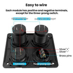 Voltmetro per accendisigari 4.2A Doppia USB Interruttore a pannello a quattro fori per auto, Blue Wireless, Green Wireless, Red Wireless, Blue Wired, Green Wired, Red Wired