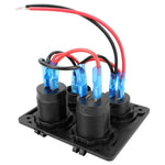 Voltmetro per accendisigari 4.2A Doppia USB Interruttore a pannello a quattro fori per auto, Blue Wireless, Green Wireless, Red Wireless, Blue Wired, Green Wired, Red Wired
