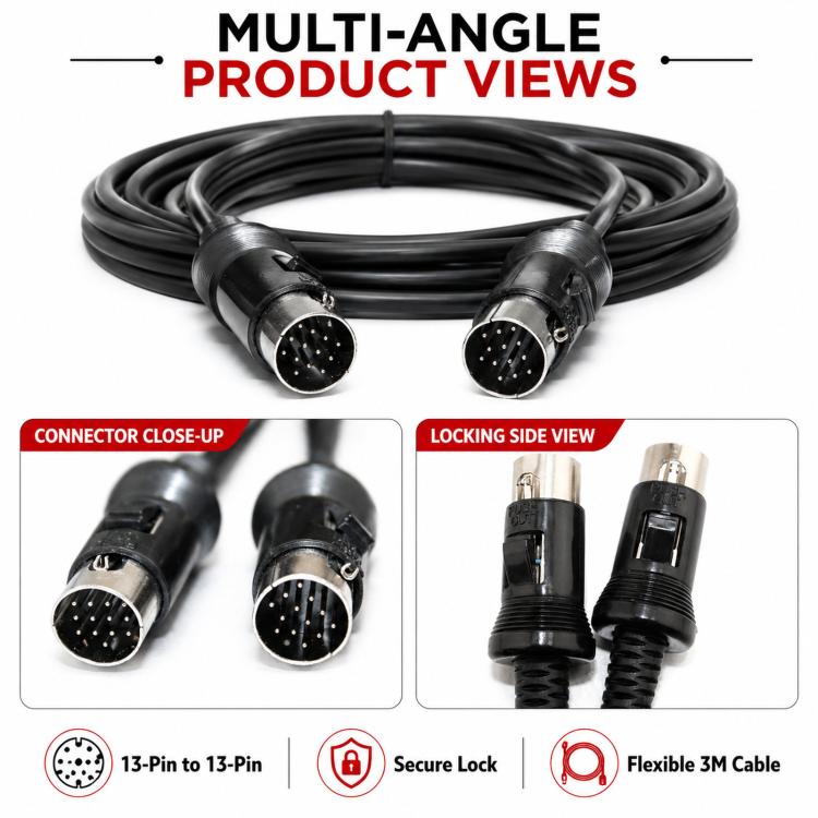 Cavo di prolunga da 13 pin a 13 pin per altoparlanti KENWOOD con blocco di sicurezza, lunghezza 3 m.