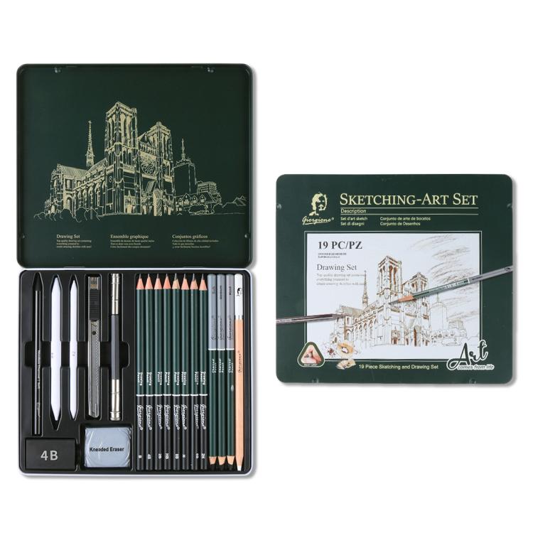 Set di matite da disegno con astuccio in metallo, matite in grafite e carboncino e kit di accessori artistici, Giorgione 10 In 1, Giorgione  12 In 1, Giorgione  19 In 1, Giorgione 27 In 1