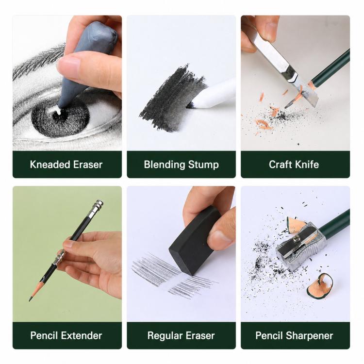 Set di matite da disegno con astuccio in metallo, matite in grafite e carboncino e kit di accessori artistici, Giorgione 10 In 1, Giorgione  12 In 1, Giorgione  19 In 1, Giorgione 27 In 1