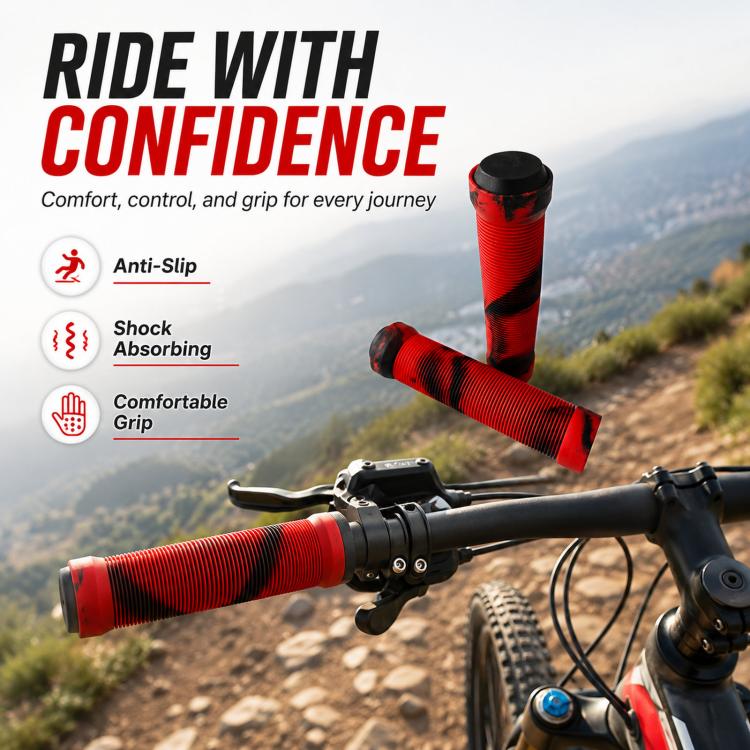 Manopole in gomma antiscivolo e ammortizzanti per manubrio di mountain bike.